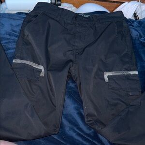 Men's Black Cargo Pants with Reflective Stripes